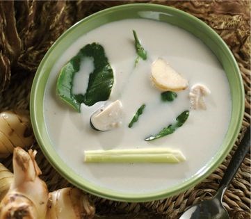 Galangal and coconut chicken soup (Tom kah gai)
