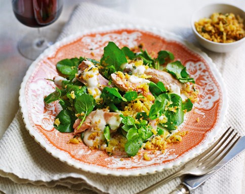 Game bird salad with horseradish dressing