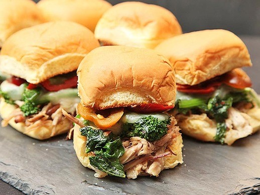 Game day roast pork and broccoli rabe sandwiches