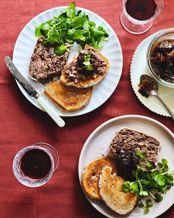 Game terrine with brandy-soaked prunes 