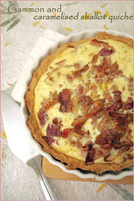 Gammon and caramelised shallot quiche