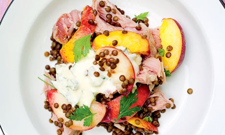 Gammon, peach and parsley salad