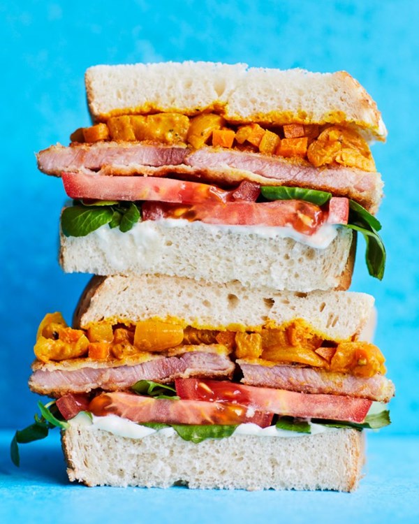 Gammon schnitzel with pineapple piccalilli and watercress