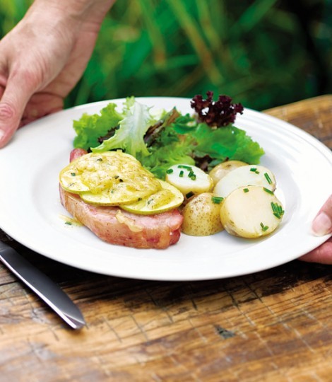 Gammon with apple and Cheshire cheese