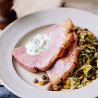 Gammon with lentils