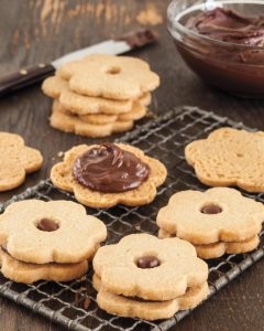 Ganache-filled peanut butter cookies