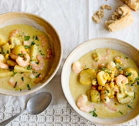 Garam masala prawn & corn soup