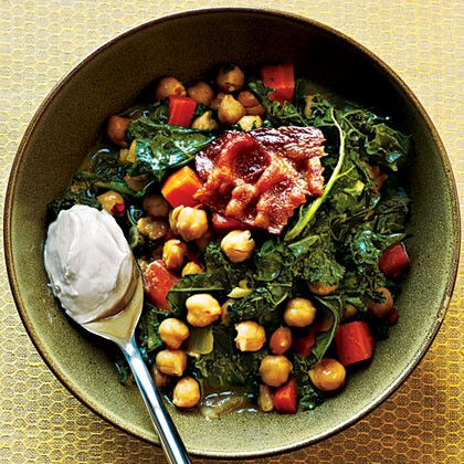 Garbanzo beans and greens