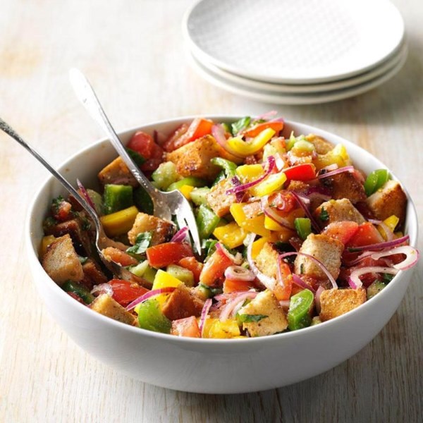 Garden bounty panzanella salad