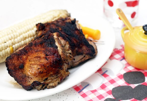 Garden herb grilled chicken thighs