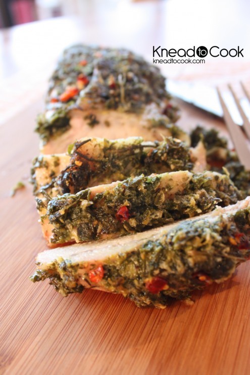 Garden herb rubbed pork tenderloin