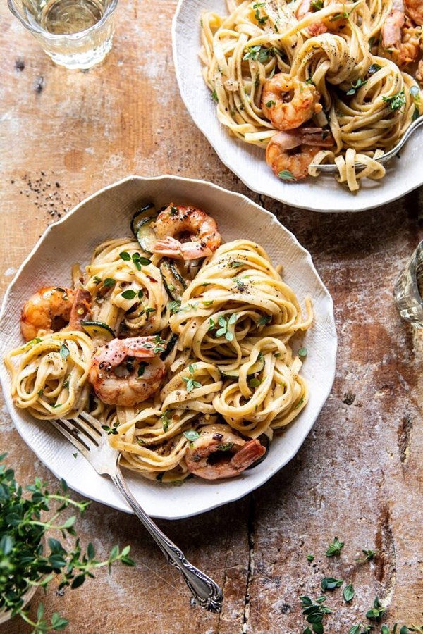 Garden herb shrimp scampi linguine