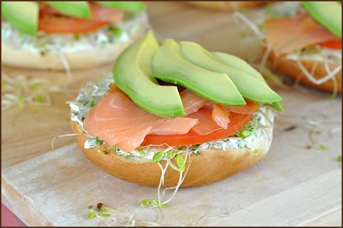 Garden mini bagel with scallion cream cheese