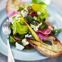 Garden salad with balsamic dressing and herb feta