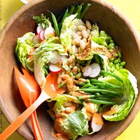 Garden three-bean salad with fresh French dressing