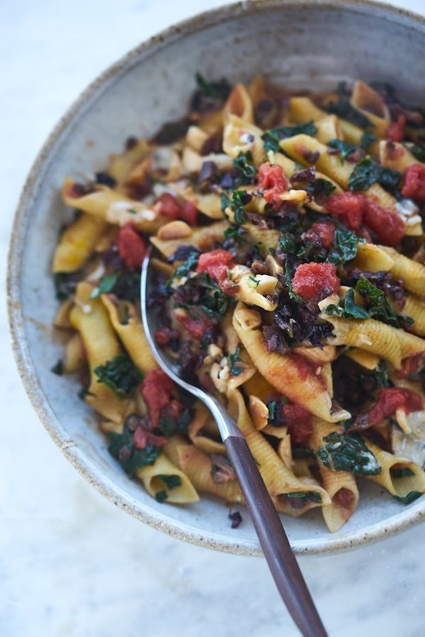 Garganelli with kale and lentils
