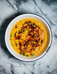 Garlic + ginger dal with greens