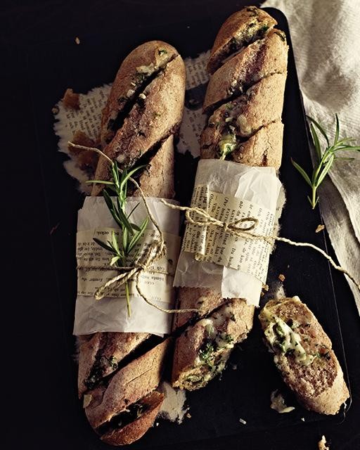 Garlic & herb butter baguettes