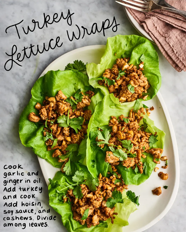 Garlic and ginger turkey lettuce wraps