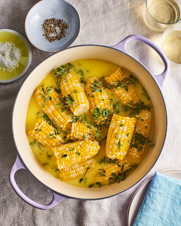 Garlic and herb butter bath corn