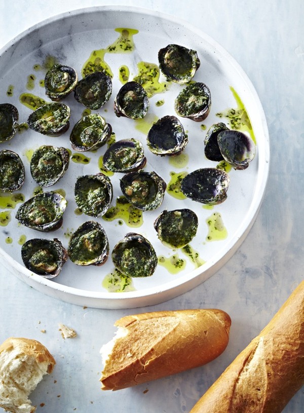 Garlic and herb butter grilled clams