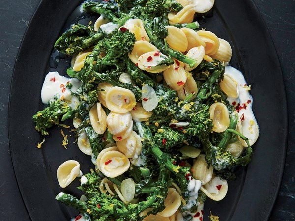 Garlic-and-herb pasta with broccoli rabe
