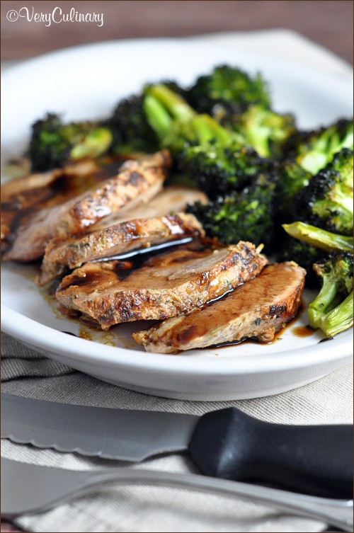 Garlic and herb pork sirloin with balsamic glaze