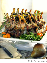 Garlic and herb-rubbed crown roast of pork
