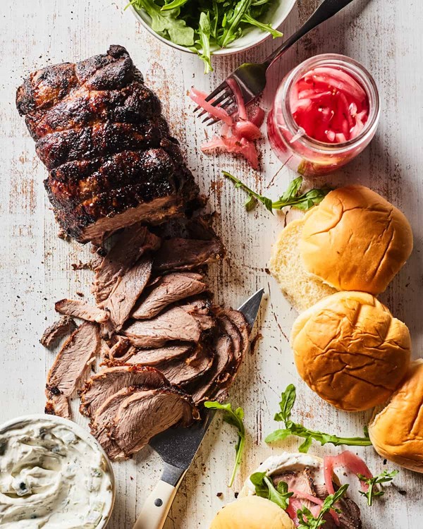 Garlic and herb stuffed boneless leg of lamb