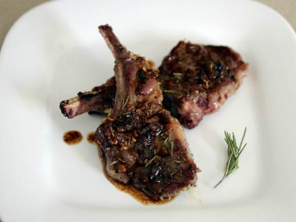Garlic and rosemary lamb chops with honey cider glaze