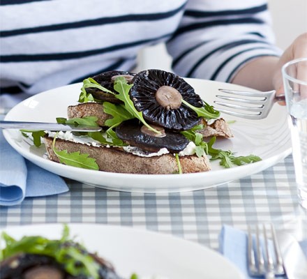 Garlic and thyme mushrooms on sourdough toast