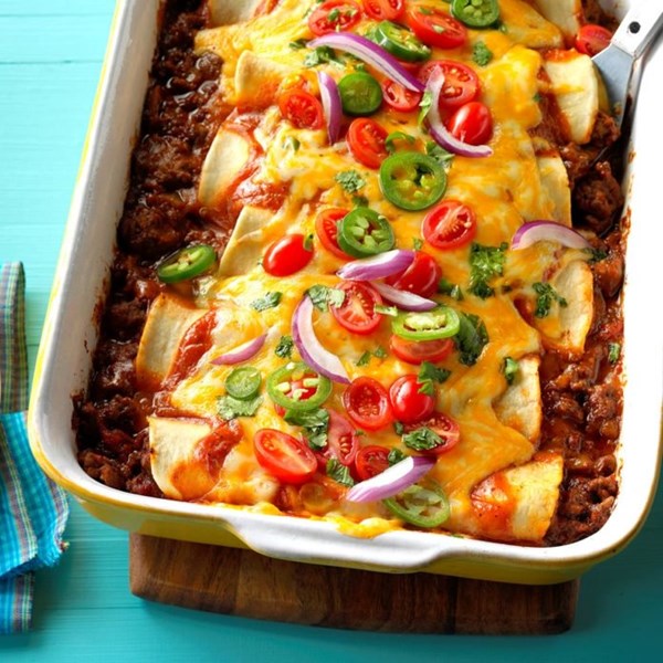 Garlic beef enchiladas