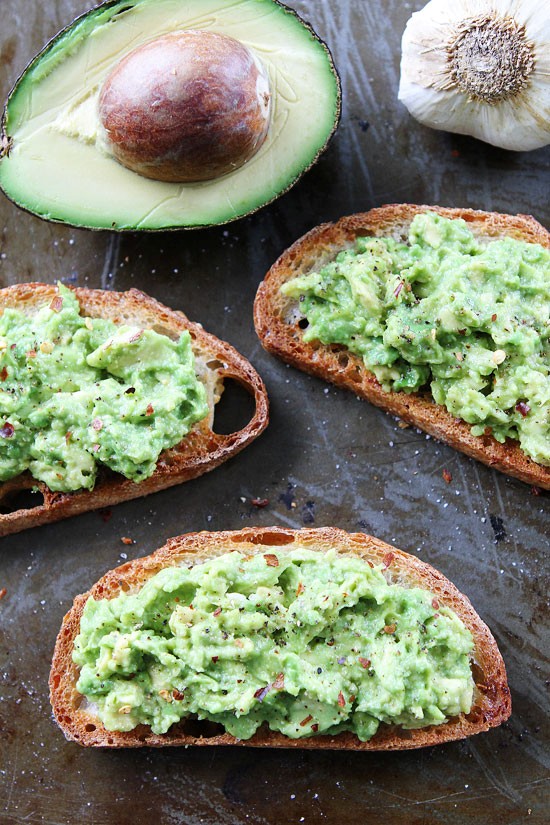 Garlic bread avocado toasts