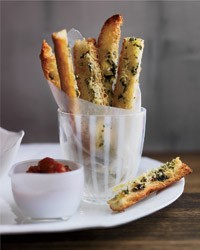 Garlic bread "fries" with marinara "ketchup"