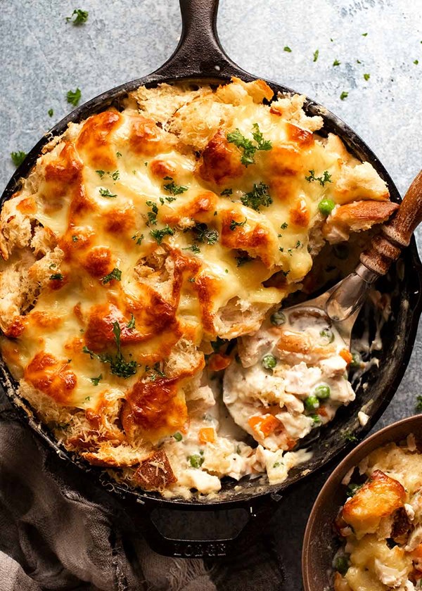 Garlic bread leftover turkey pot pie