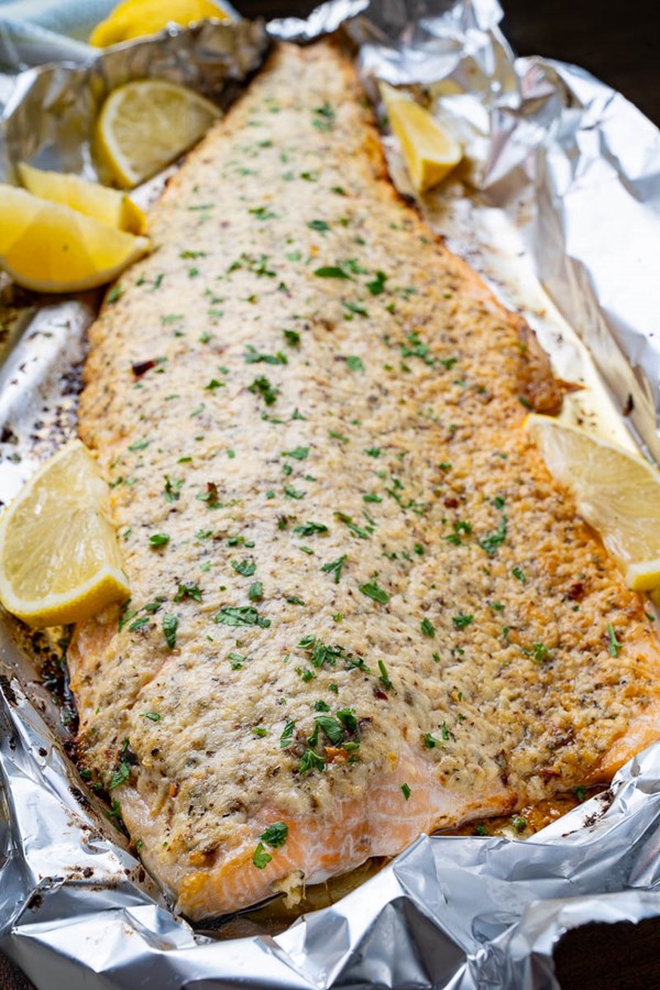 Garlic butter baked salmon