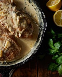 Garlic butter boneless pork sirloin steak