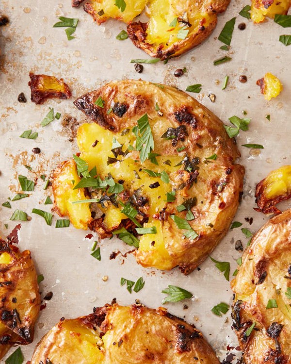 Garlic butter smashed potatoes