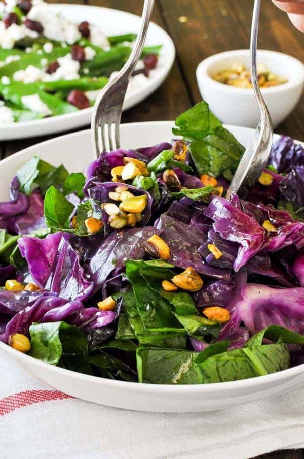 Garlic butter warm red cabbage salad