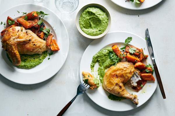 Garlic chicken with guasacaca sauce [Yewande Komolafe]