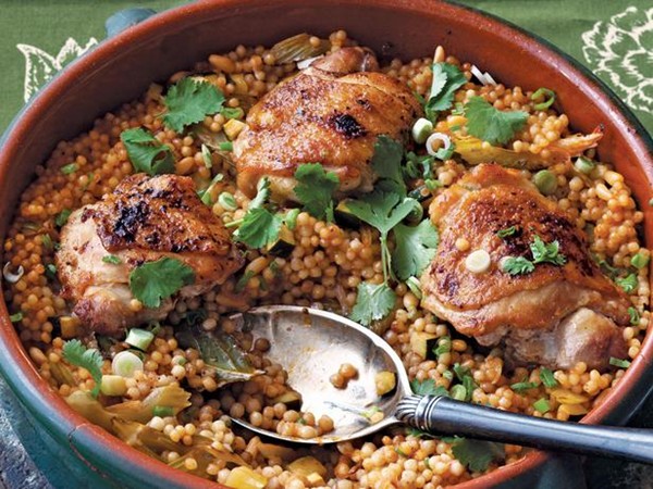 Garlic chicken with Israeli couscous