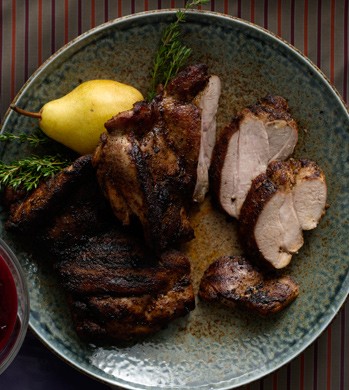 Garlic-chile grilled turkey thighs