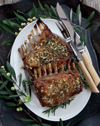 Garlic-crusted roast rack of lamb