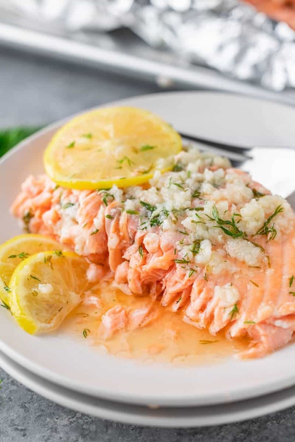 Garlic-dill butter salmon