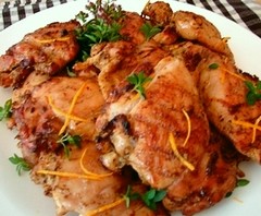 Garlic, fennel and orange grilled chicken thighs