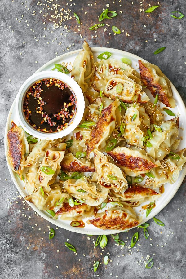Garlic ginger chicken potstickers