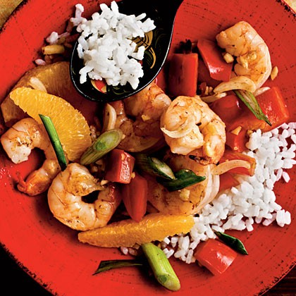 Garlic-ginger shrimp stir-fry