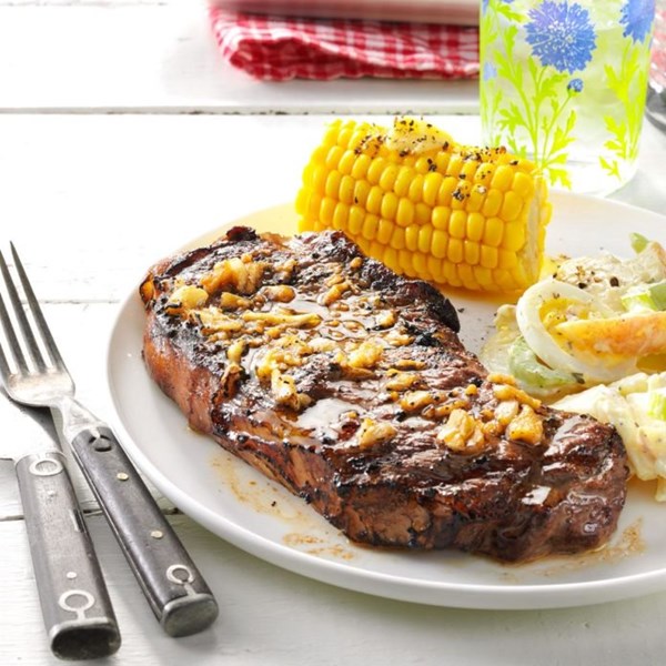 Garlic grilled steaks