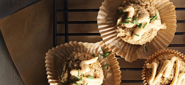 Garlic herb muffins with garlic cheese spread 