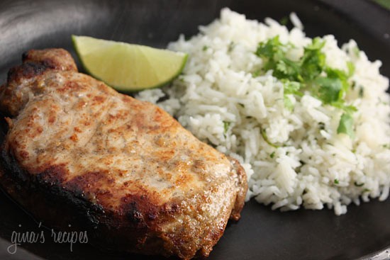 Garlic lime marinated pork chops